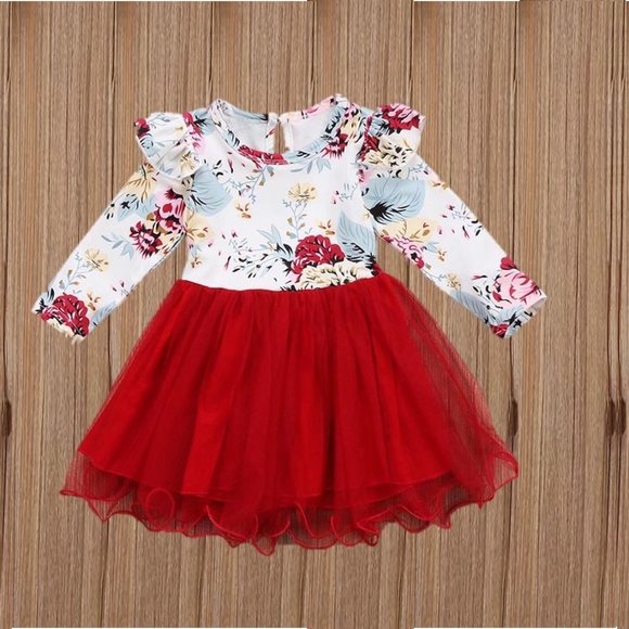 Burgundy Fall Long Sleeve Thanksgiving Dress Girl Outfit Clothes Dress - Picture 9 of 11